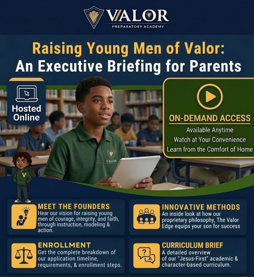 Learn how Valor Preparatory Academy equips boys to lead with courage, wisdom, and integrity on your schedule.